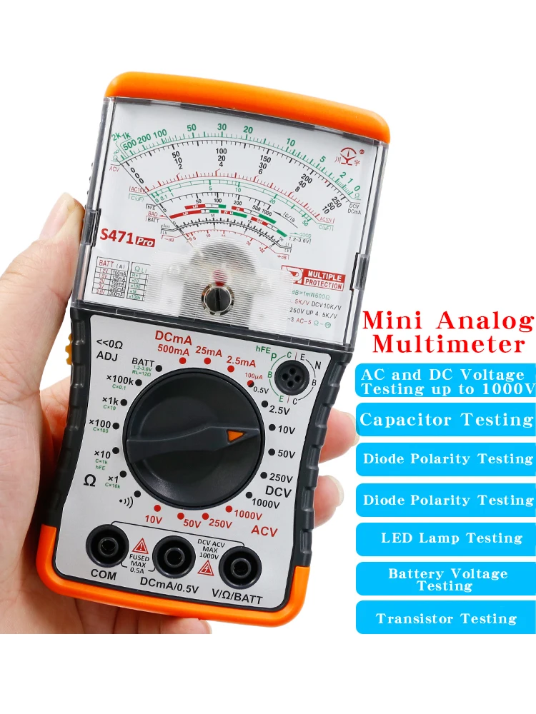 NJTY S471PRO Mini Analog Multimeter Universal High-Precision Mechanical Anti-Burn Multimeter