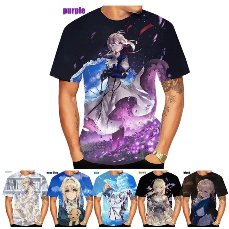 

Popular Anime Violet Evergarden 3D Printing T-shirt Unisex Cute Harajuku Casual Short Sleeve Tops Cosplay Men's Clothing S-6XL