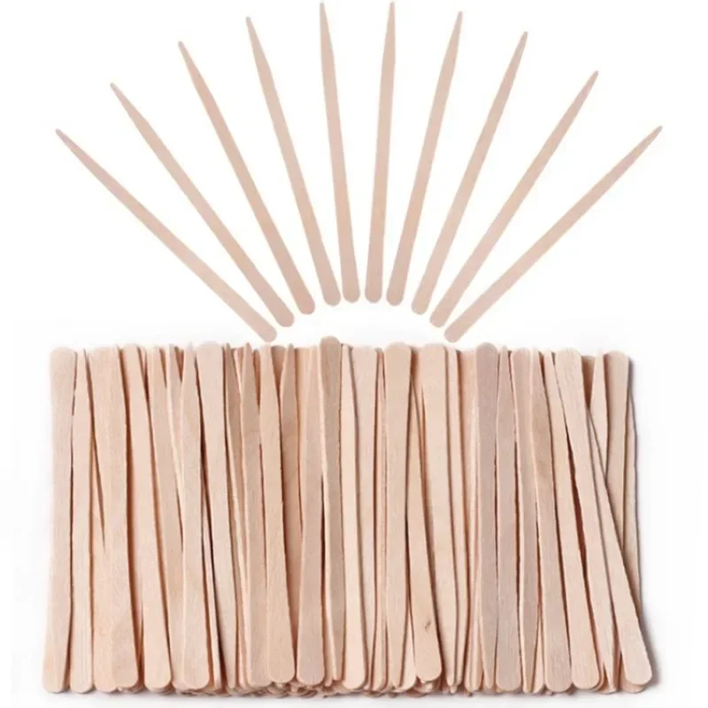 100PCS Disposable Wood Stick Beauty Spatulas Log Hair Removal Wax Coating and Scraping Tool Eyebrow Trimming Wooden Stick 6
