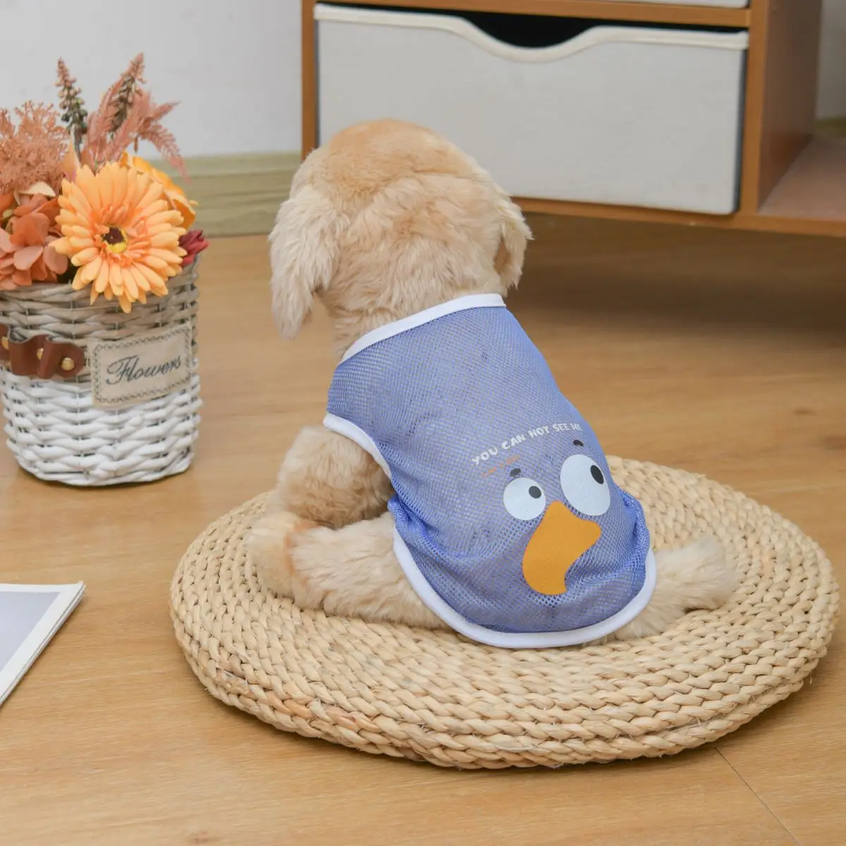 dog clothes Dog Clothes Spring/Summer Cool Mesh Tank Top Compared to Bear Golden Hair Keji Thin Breathable Cartoon Print Tank Top XS-6XL
