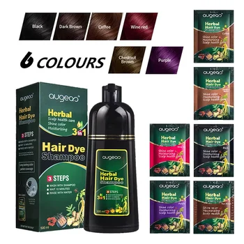 Shampoo colorante per capelli vegetale naturale a base di erbe Capelli grigi veloci tinti neri 6 colori Caffè Rosso Viola Colore per capelli per salone e casa 30/500 ml