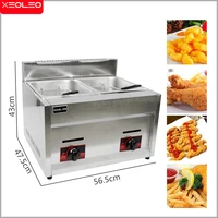 XEOLEO Commercial Gas Fryer 6L*2 Deep Stainless Steel Machine Two Tanks Double Sieve Chicken/French Kitchen Restaurant Food 2