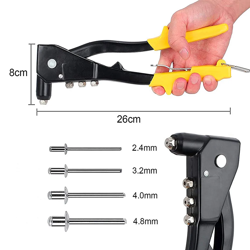 Rivet Gun Kit with 20 Pcs Rivets, Anti-slip Hand Riveter Set, 4 Sizes of  Rivet Heads Attached, Professional Durable Single Hand - AliExpress