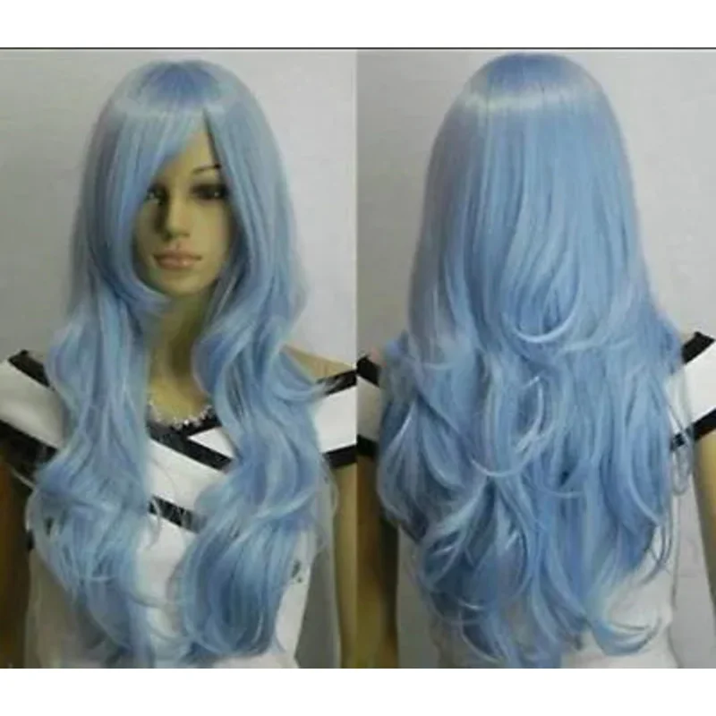 

New Light Blue Long Wavy Cosplay women WIG