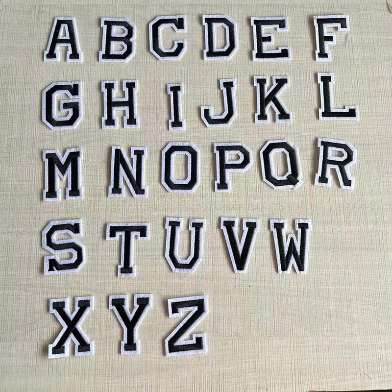 1 Stück/10 Stück A~Z Schwarze Alphabetbuchstaben mit weißem Rand