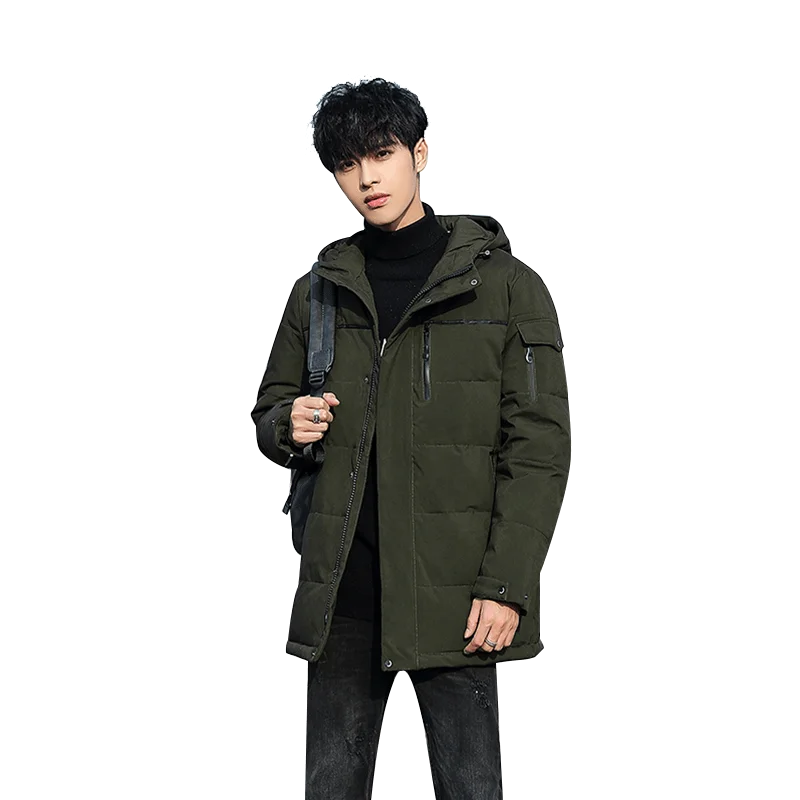 Autumn Winter Men's Down Jacket 90% White Duck Down Warm Down Jacket Hooded Outerwear Coat