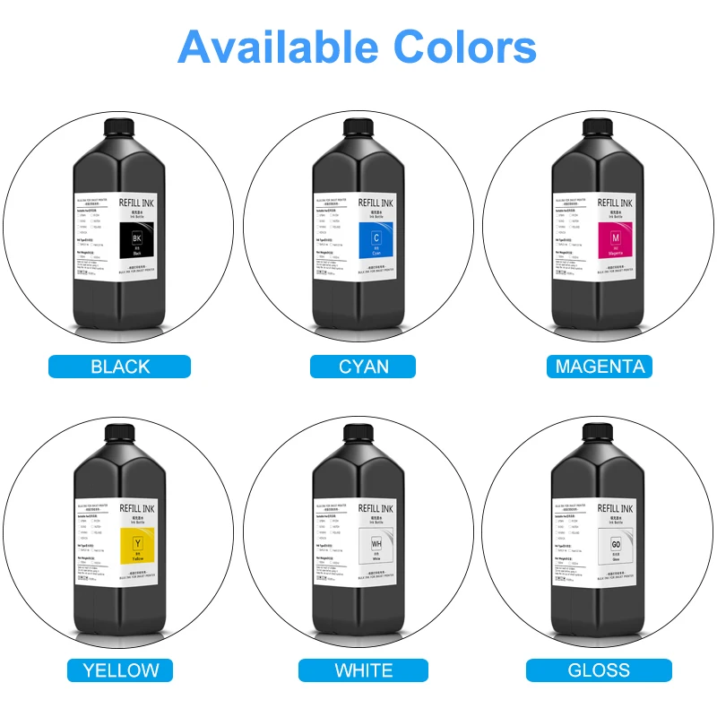 1000ML/SET LED UV Ink For Mutoh PJUV11 UH21 US11 MP31 For ValueJet 426UF 626UF 1626UH 1638UH XpertJet 461UF 661UF UV Curable Ink