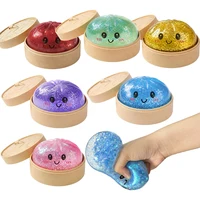 Realistic Giant Dumpling Squeeze Toy with Bamboo Steamer Soft TPR Dough Ball Decompression Fidget Toy Creative Funny Gift 1