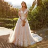 Enternity Fashionable A-line Wedding Gown For Bride Full Sleeves Court Train O-neck Lace Appliques vestidos de novia Customized 1