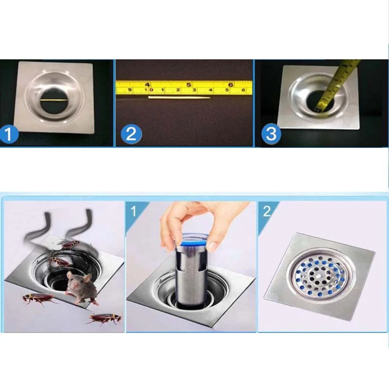 Floor Drain Core 304 Stainless Steel Deodorant And Insect Proof Deep Water Seal U-type Bathroom Toilet Sewer