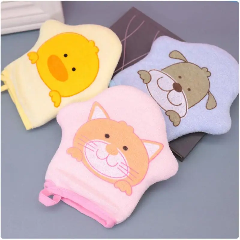 

Полотенце с мягкой текстурой, мягкие, при попадании в воду, прочные, удобные гибкие перчатки для купания, хлопковые Мультяшные перчатки для душа