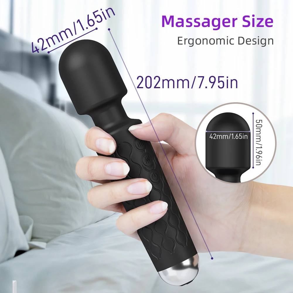Handheld Back Massager 8 Powerful Speeds 20 Vibration Modes Neck Shoulder Back Body for Sport Recovery Muscle Aches Massage Tool