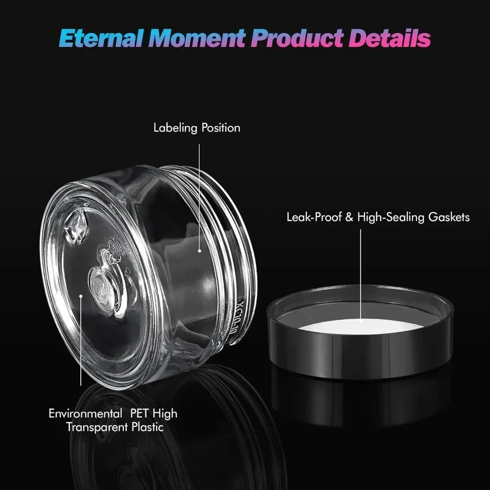 50PCS 10g 20g Empty Refillable Clear Plastic Jars with Lids for Cream Ointments Makeup Eye Shadow Rhinestone Cosmetic Storage