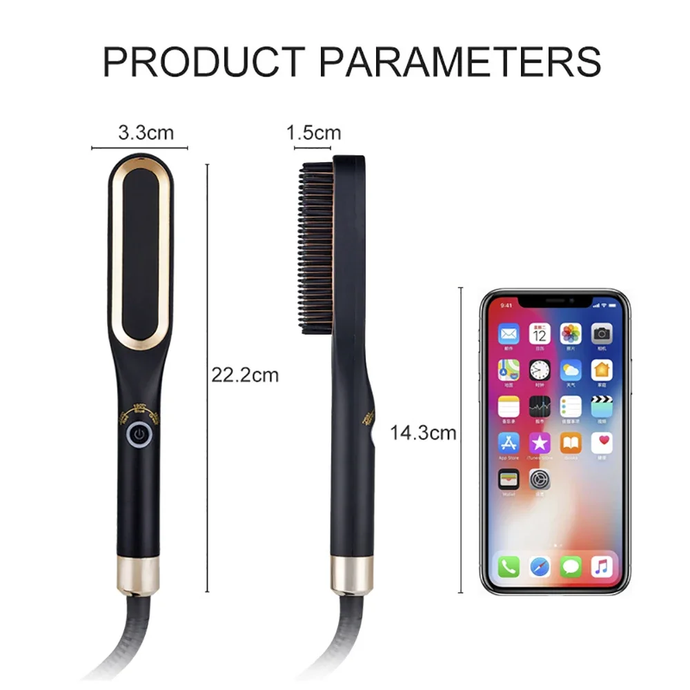 3-in-1 Electric Hair Brush Straightener Comb for Men Women - Dual-Use Styling Tool 3