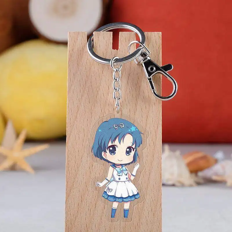20pcs/lot Anime Keychain Double Sided Cartoon Figure Acrylic Pendant Keyring Key Chains For Fans Collection Jewelry Wholesale