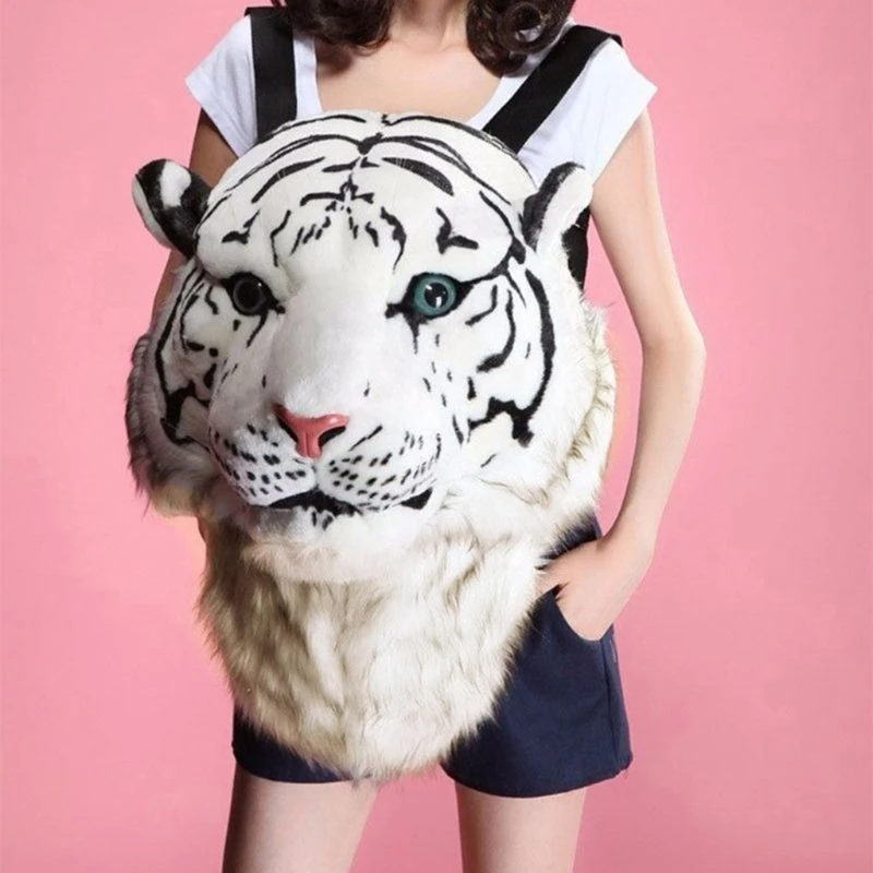 

4XFF Tiger-Head Bag Travel Backpack Knapsack Spoof Backpack for Unisex Women