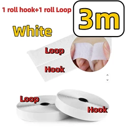 Magic Sticker Tape - Self Adhesive Extra Strong Double - Sided Hook and Loop Fastener - Width 25mm (White 3M)