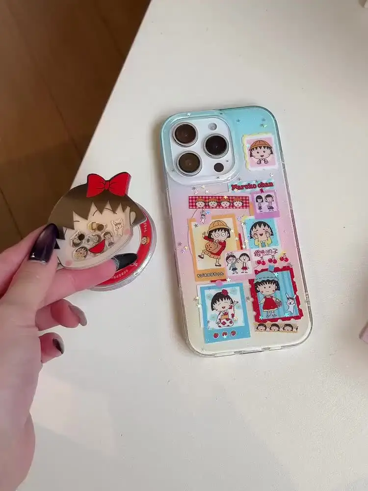 Japan Kawaii Chibi Maruko-chan magnetic stand phone case for