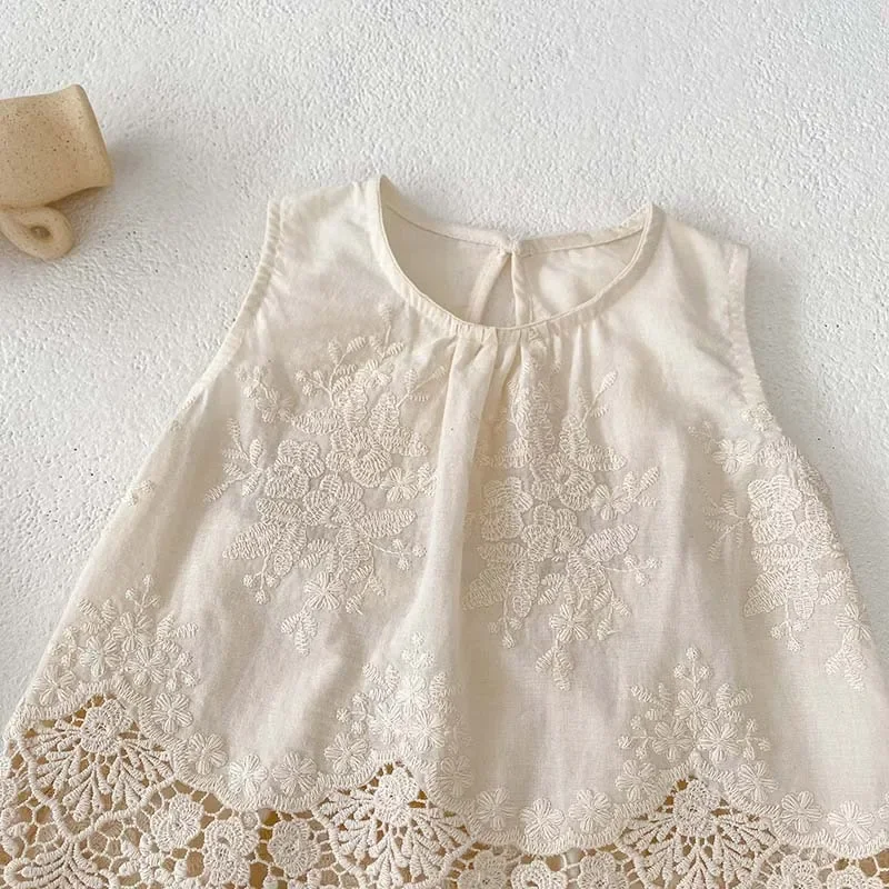 Cute Baby Girls Summer Lace Vest Pants Outfit