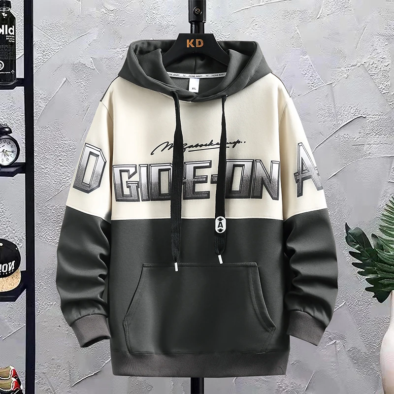 Men's Crew Neck Sweatshirts Solid Color Sweatwear Spring Outdoor Casual Daily Long Sleeve Pullover Hoodie Man Sportswear