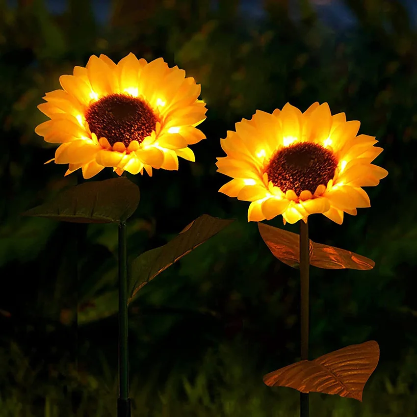 3Heads Sunflower Garden Lights Solar Led Light Outdoor Street Lamp Solar Lighting for Garden Lawn Porch Balcony Decor Led Lights