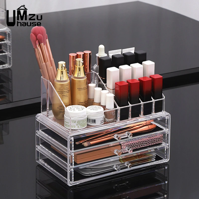 4pcs Stackable Clear Drawer Storage Bins With Lid, Durable Storage Boxes  For Cosmetic, Toiletry, Stationery, Household Storage Organizer Bathroom, De