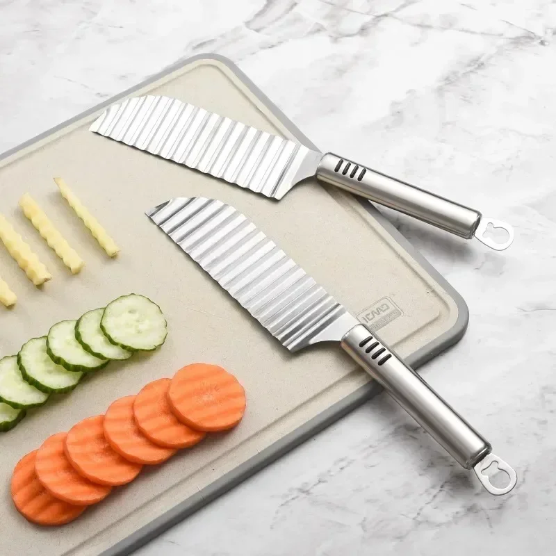Stainless Steel Crinkle Wavy Slicer Knife Fruit Vegetable Potato Chip Slicer Potato Cutter Chopper French Fry Maker Tools