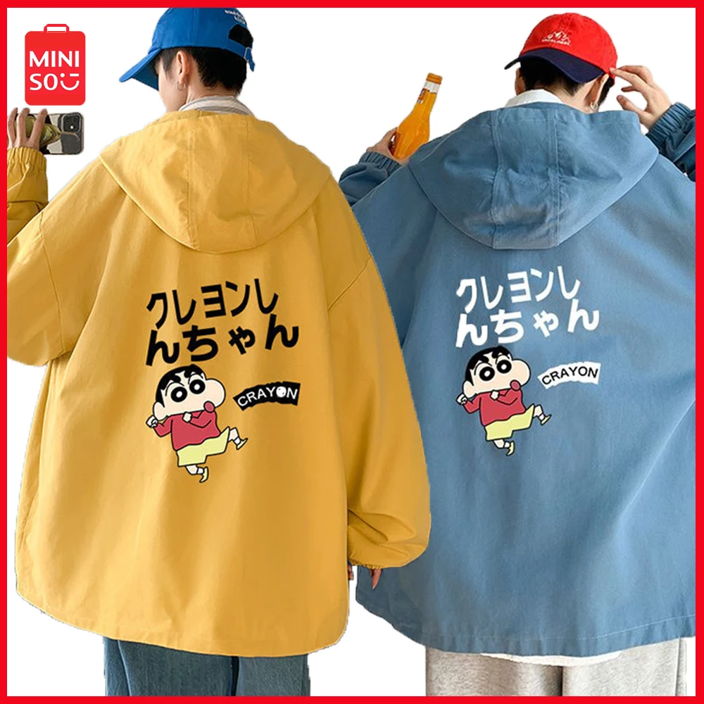 

2023 Miniso Crayon Shin-Chan Cartoon Anime Korean Version Couple Y2K Plush Hoodie Autumn and Winter Thickened Warm Casual Wear