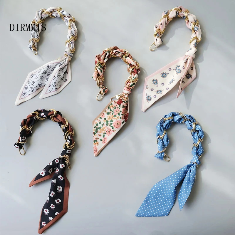 New Fashion Spring Winter Woman Handbag Accessory Part Chains Detachable Replacement Red Dot Silk Scarve Strap Women DIY Chain