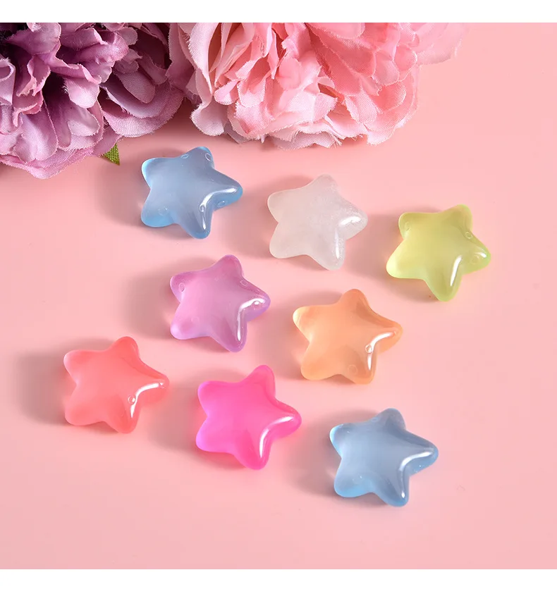 10 stücke fluor zierende fünfzackige Stern Edelsteine Flatback Stein Figur Cabochon Scrap booking fit Telefon Verzierungen DIY Zubehör – Detail 6