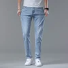 Fashion Korean Light Blue Slim Jeans Men Spring New Classic Regular Stretch Trousers Casual Soft Cotton Denim Trousers Male 3