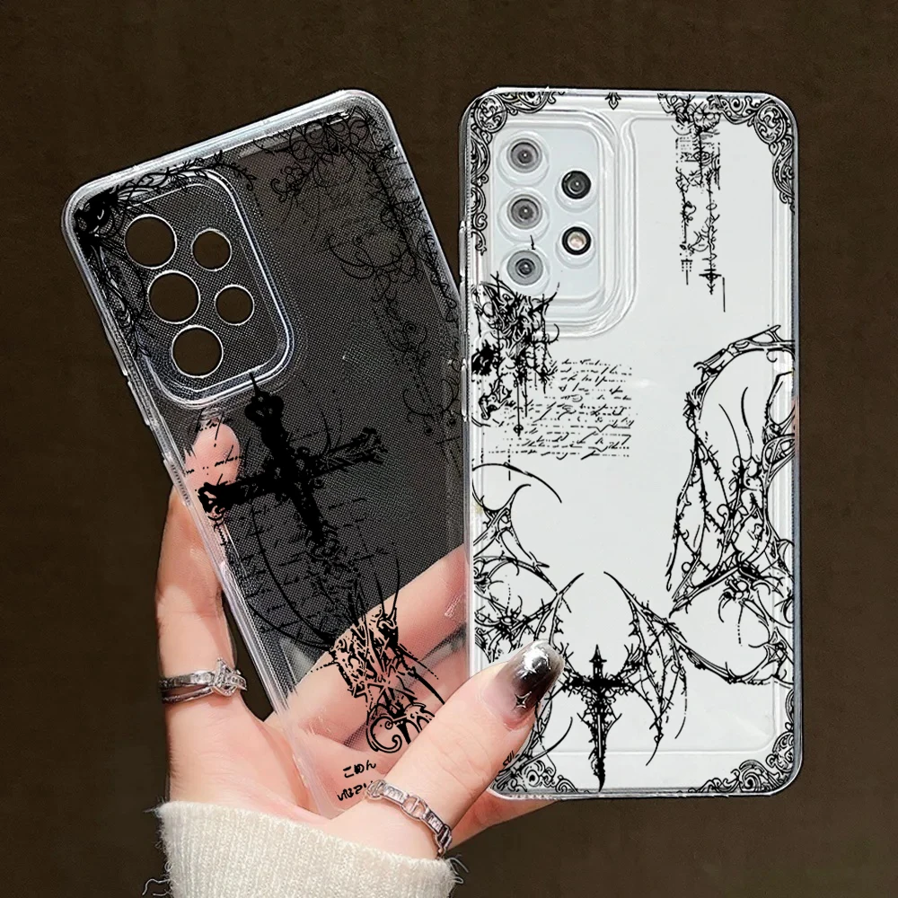 Gothic Cross Dark Pattern Clear TPU Phone Case