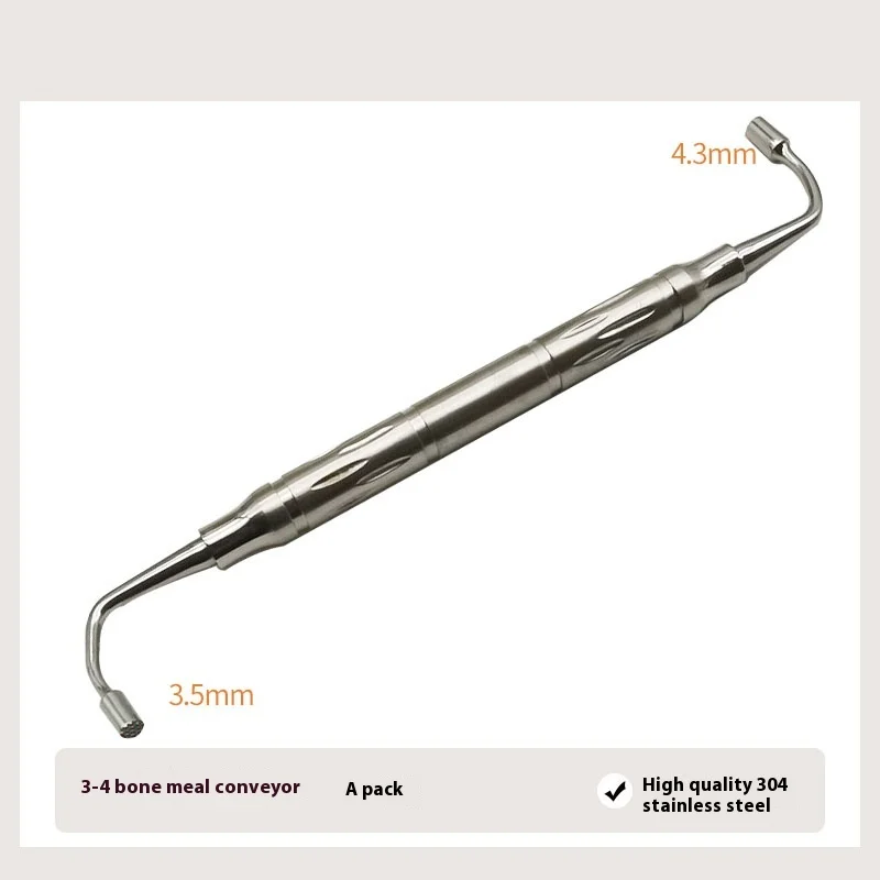 Implant bone meal filler conveyor compaction extrusion tool bone spoon grinding collection scraper