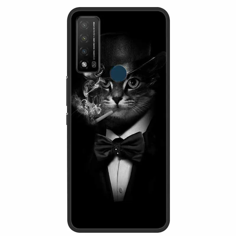 Soft TPU Panda Cats Print Silicon Protector Cover - Black Capa s