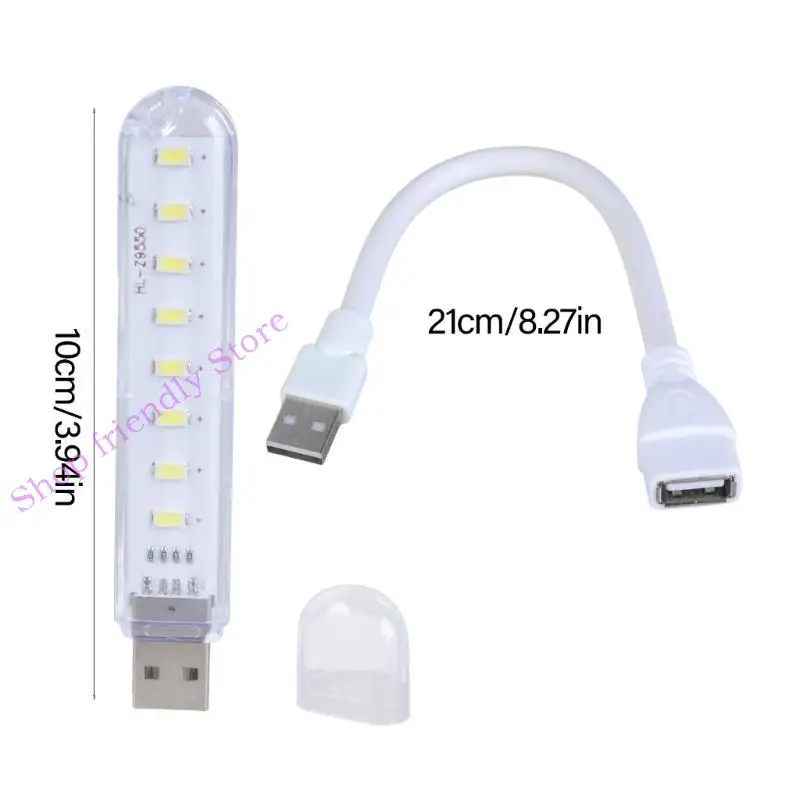 8개의 LED와 유연한 암을 갖춘 조정 가능한 USB LED 조명으로 야외 행사, 기숙사 및 침실의 조명 향상