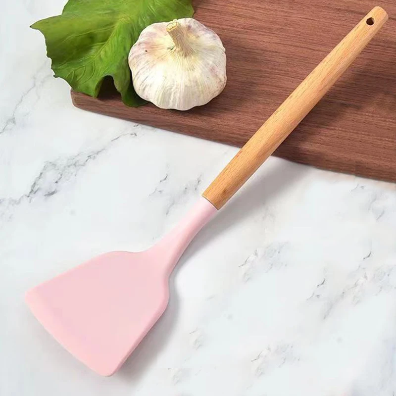 Silicone Non-Stick Cooking Utensil Set with Spatula and Pizza Shovel