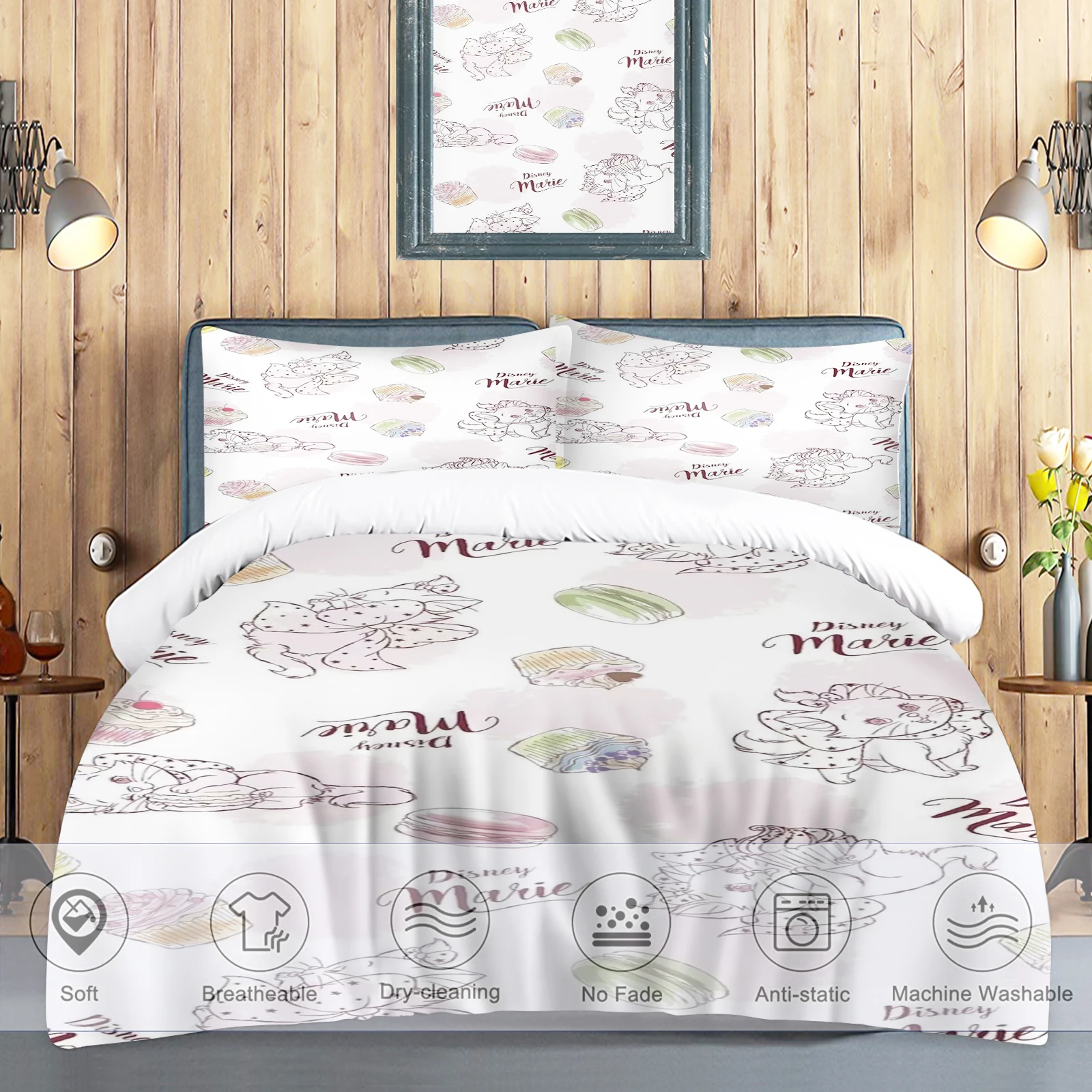 

Aristocats Marie Quilt Cover Disney New Design Cartoon Duvet Skin-Friendly Breathable 3D Printed Comforter Warmth Bedding