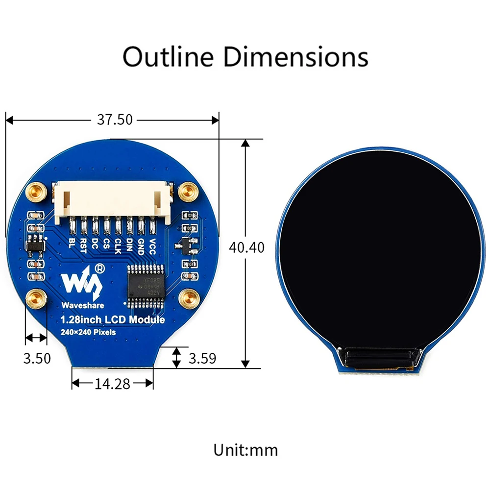 ο 1.28 ġ 240X240  LCD ÷ ȭ  Arduino STM32 / Raspberry Pi RPI 3B Plus  SPI ̽ 65K RGB 