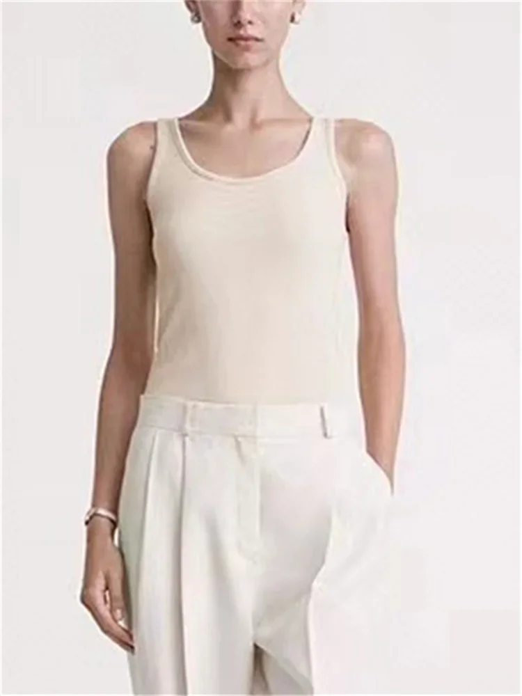 

Женский жилет, Новинка весна-лето 2024, однотонная облегающая Повседневная многоцветная безрукавка с круглым вырезом