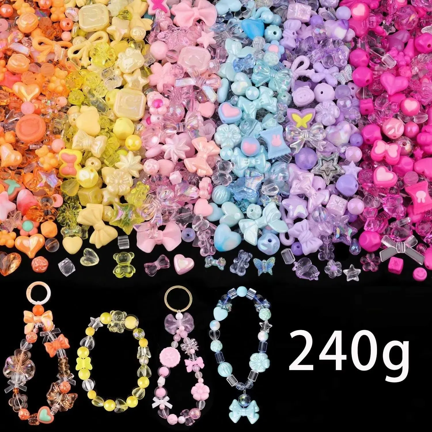 Mixing Style Acrylic Beads For DIY Handmade Bracelet Jewelry Making Phone Chain Accessories 1bag