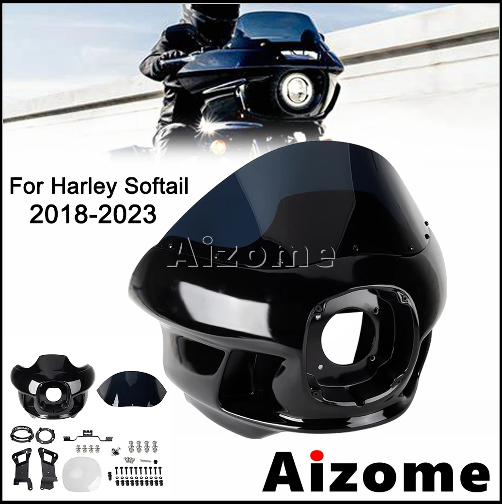 

Передняя накладка на мотоцикл 7 дюймов, верхняя фара на лобовое стекло, обтекатель для Harlely Low Rider ST S Softail Slim Street Bob 2018-2023