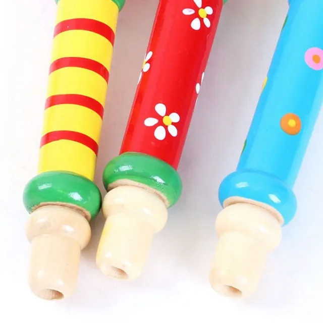 1PC Colorful Wooden Trumpet Bugle Toy Musical Instrument for Children Whistle Baby Learning Educational Toys Kids Music Games 5