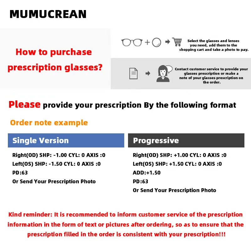 MUMUCREAN 1.56 1.61 1.67 1.74 Anti-Blue CR-39 Resin Aspheric Glasses Lenses Myopia Hyperopia Presbyopia Optical