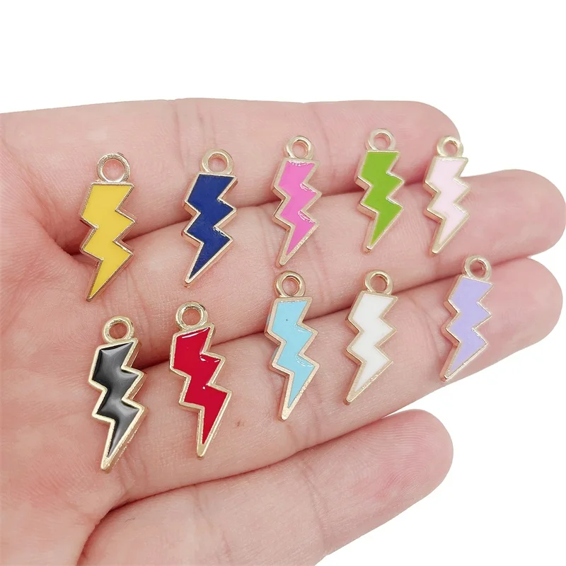 

Neacklace Accessories For Jewelry Making Handmade Craft 20Pcs Mixed Lightning Enamel Charms Beads DIY Earrings Bracelet Pendant