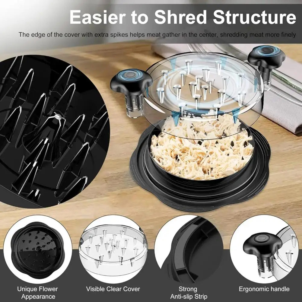 Chicken Shredder Tool Time-saving Food Chopper Ergonomic Handle Chicken Shredder with Visible Lid Meat for Pork for Kitchen