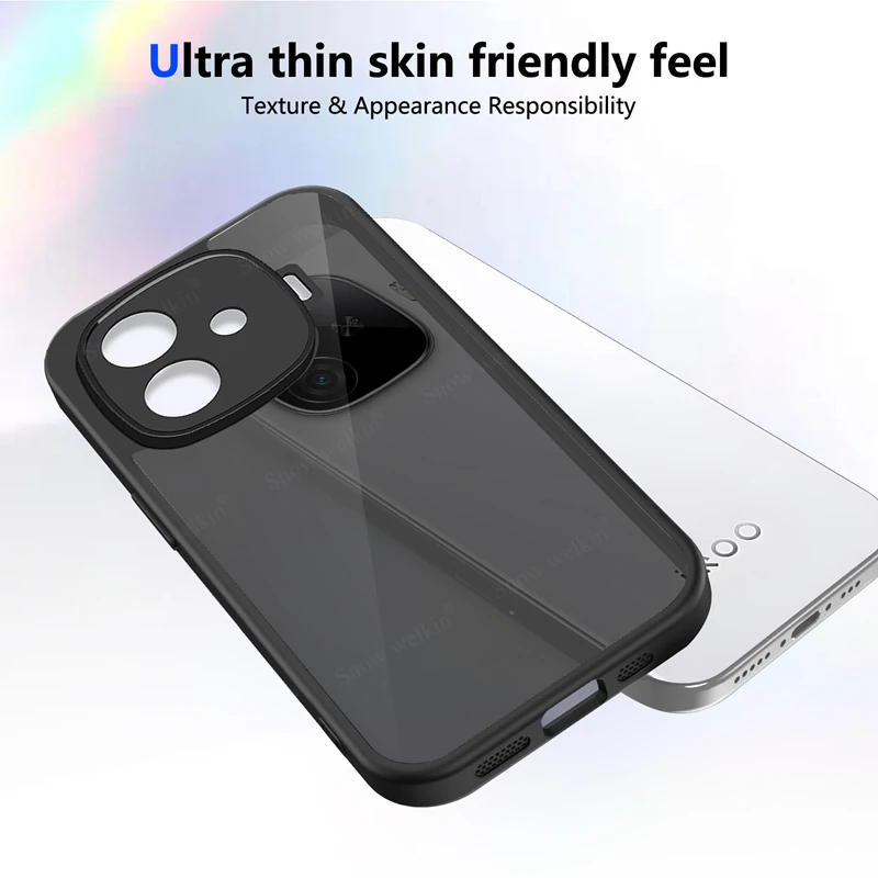 Black Matte Clear Silicone Phone Case with TPU Bumper and PC Back
