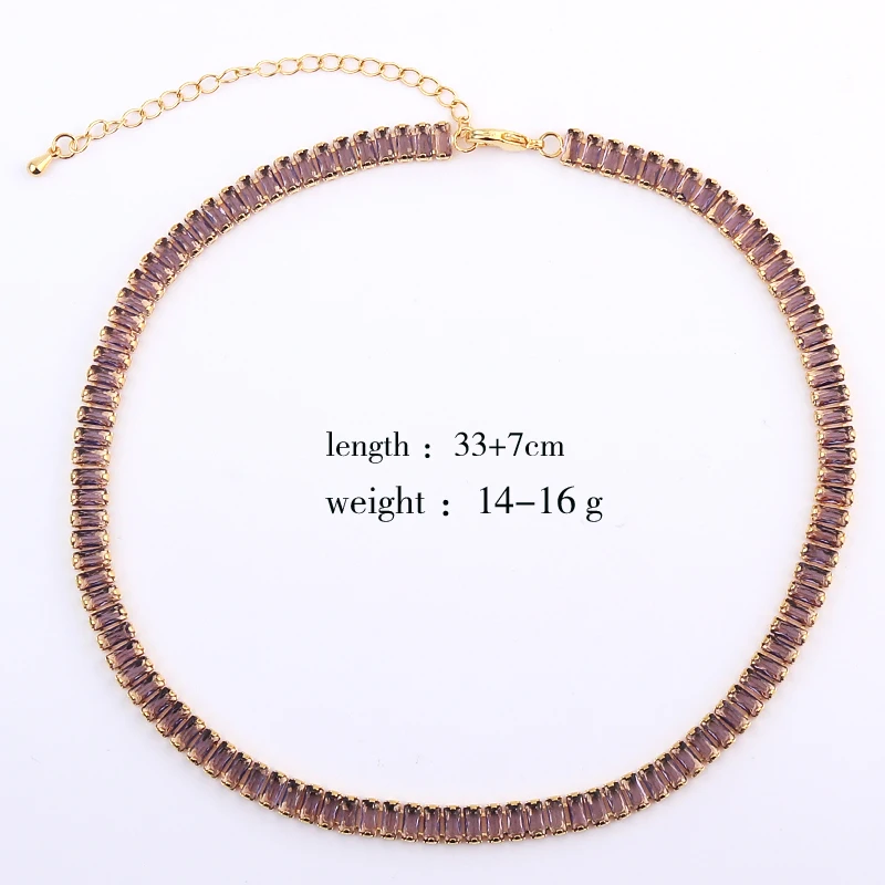Mix Stil Bunte CZ Tennis Kette Halskette Regenbogen Kubikzircon Gold Halsband Kristall Halskette Für Frauen Collares Para Mujer – Detail 3