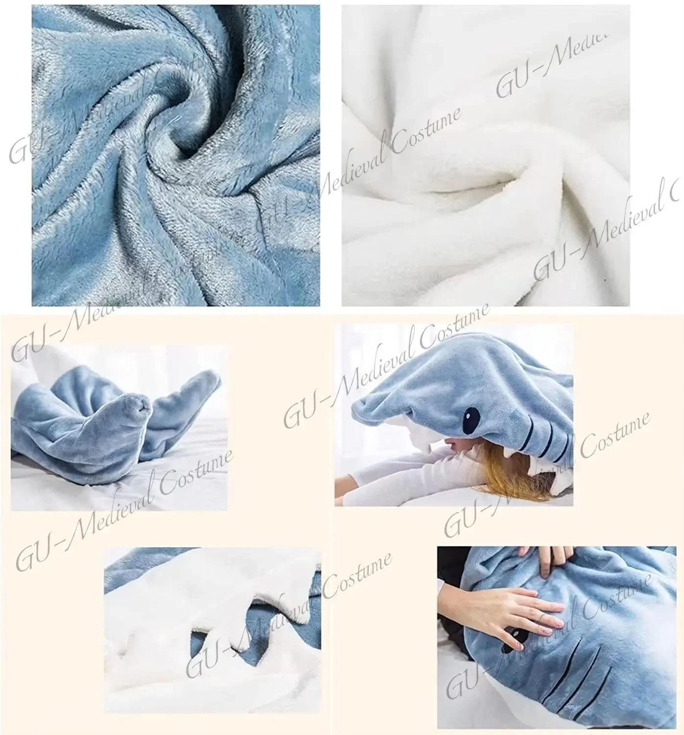 Sacco A Pelo A Forma Di Squalo - Coperta Indossabile In Flanella Morbida, Costume Divertente Per Adulti E Bambini