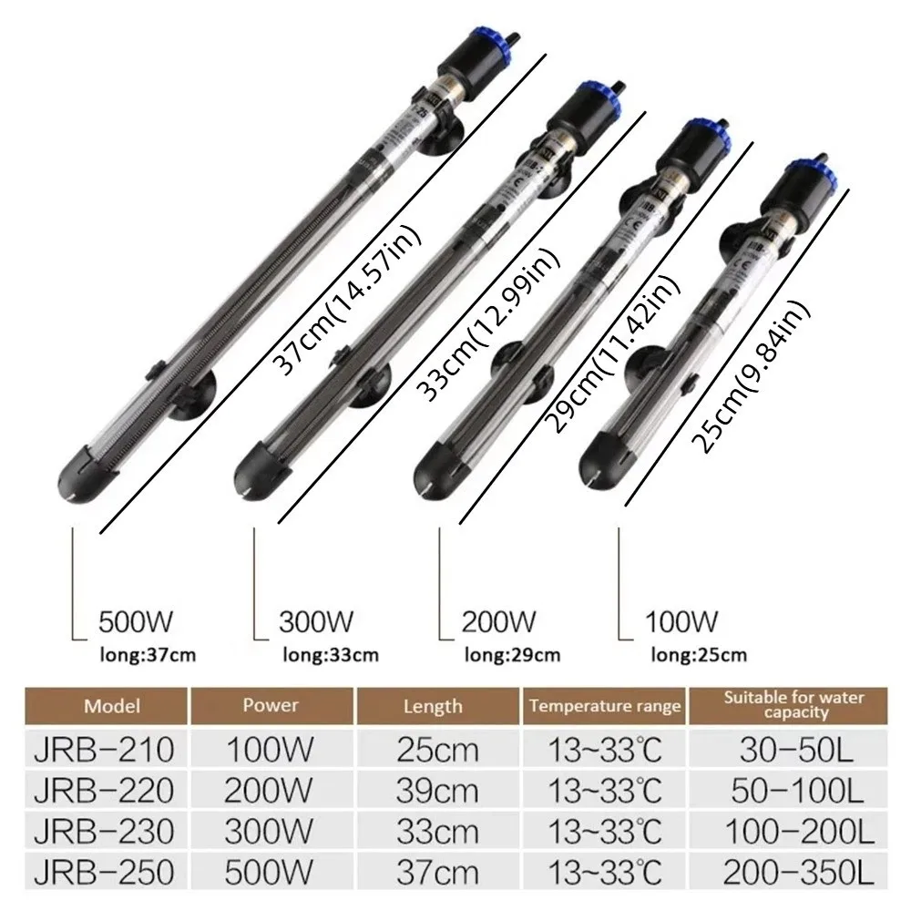 Automatic Fish Tank Heating Rod Explosion-proof Precise Control Aquarium Heater with Sucker High-Efficiency Submersible Heater