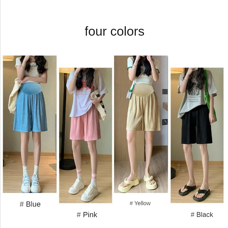 Pregnant Maternity Maternity Clothes Short Summer Ice Silk Wide-leg Pants Pregnancy Bottoming Large Size Fashion Trend